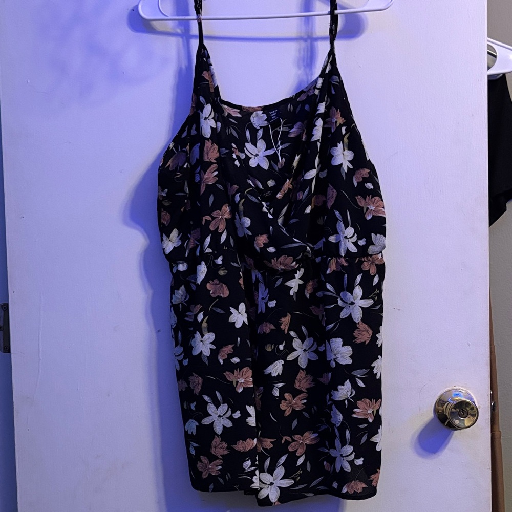 Floral Black and White Women's romper
